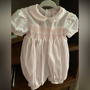 Petite Ami baby one girl pink one piece smocked 6M